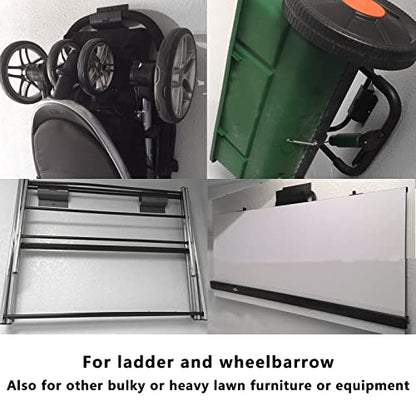 Heavy-Duty Ladder Hanger-Wall Mount Ladder Hooks for Storage-Wheelbarrow Hangers for Garage Wall-2 Pack - size: 2 P