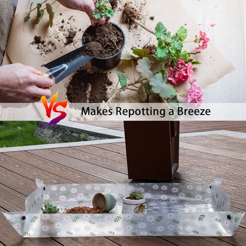 Repotting Mat for Indoor Plants Waterproof Clear Potting Mat Foldable Plant Potting Repotting Tray Portable Gardening Tray for Indoor Potting Soil, Gardening Gifts for Women 31.5 x 23.6(Leaves) - color: Leaves, size: M 31.5 x 23.6"