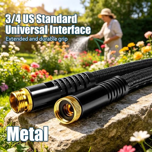 Garden Hose 25FT, Ultra Lightweight with 10-Function Nozzle - color: Black