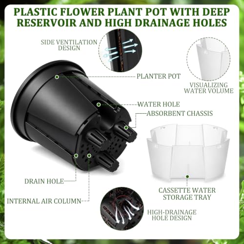 24 Pcs 4.72" Self Watering Pots for Indoor, Black,Clear - color: Black,clear