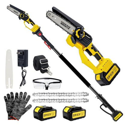 2-in-1 Electric Pole Saw for Tree Trimming,1200W Brushless 6 Inch - color: Yellow, size: 6inch