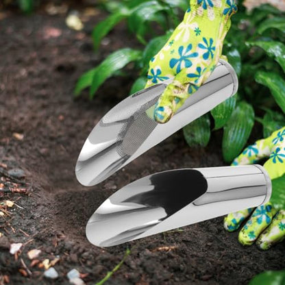 2Pcs Stainless Steel Garden Shovel and Soil Sifter Set for Planting, Portable Soil Scoop and Sifter for Bonsai, and Vegetable Gardening
