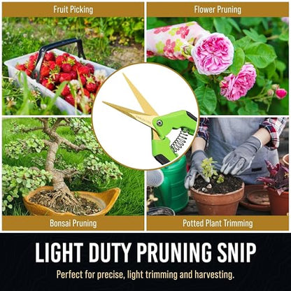 8.5" Professional Bypass Pruning Shears & Gardening Scissors Set - Super Sharp Premium Garden Shears | Pruning Shears For Gardening, Garden Hedge Clippers Handheld Pruners - Garden Scissors