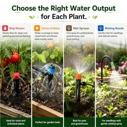 110FT Drip Irrigation System, Garden Watering Kit with 17FT 1/2 in Main Tube, 93FT 1/4 in Tube, 21 Adjustable Emitters, Misters and Sprayers for Raised Beds Greenhouse, Size: 110FT - size: 110FT