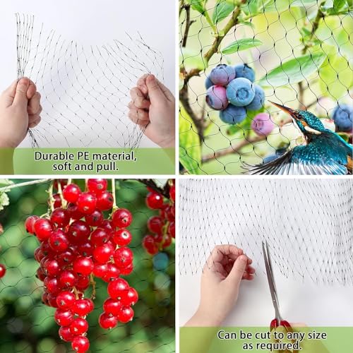 Unves Bird Netting 13 x 33 Ft Garden Bird Netting Heavy Duty Fruit Tree Net - color: Black, size: 13 x 33 Ft