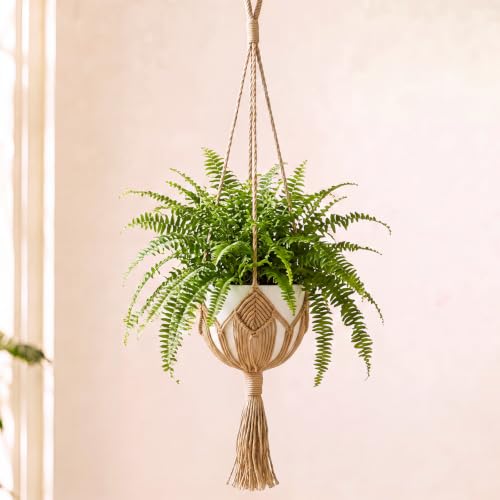 Shappy Boho Macrame Plant Hanger for Indoor - color: Jute Color, size: Style G