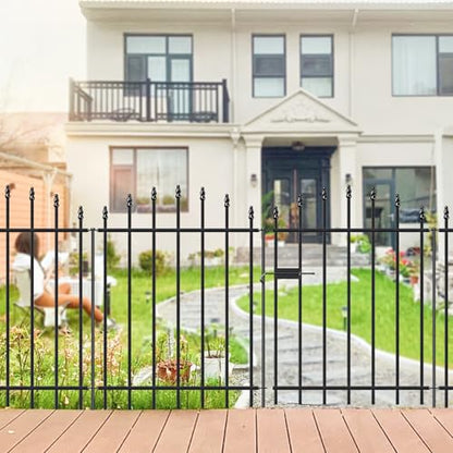 32" x 12' No-Dig Metal Garden Fence with Gate, Outdoor Fencing for Yard - size: Roman Col 32″H x 12ft (1Gate+5Panels)