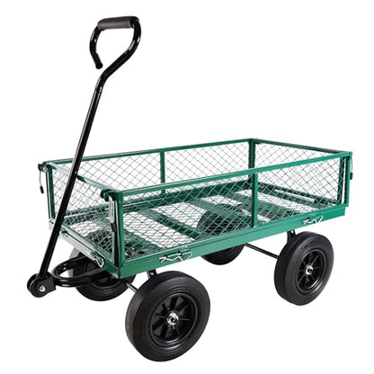 Wagon Removable Side, can be Used for Farm, Warehouse, etc. Garden car, Solid Wheels (Green Solid Wheels) - color: Green Solid Wheels