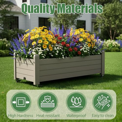 Fancyango Raised Garden Bed with Wheels 13.3" H -Gray - color: Gray, size: 13.3"H