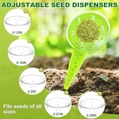 M METERXITY 1-Set Seed Planter Tool, Plastic Hand Dibber Garden Tool with Handle for Sowing Seeds/Transplanting/Planting Bulb, Handheld Digging Hole Punch [Light Green, with Plant Labels] - color: Light Green