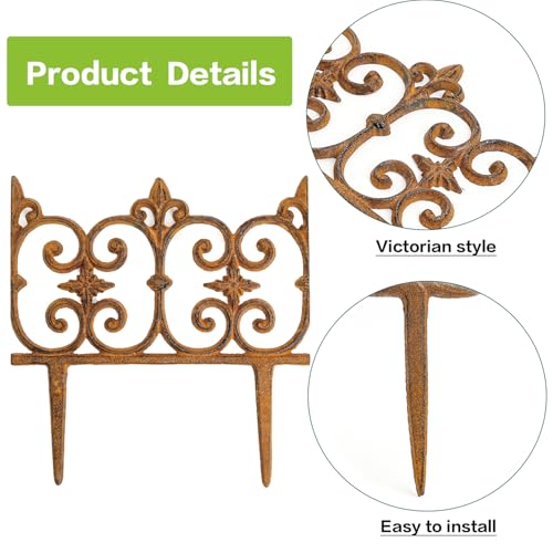 Sungmor Cast Iron Garden Edging, 10.6 Inches Tall 4 Pack Full Rusted - color: Full Rusted - 10.6inch Tall