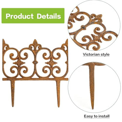 Sungmor Cast Iron Garden Edging, 10.6 Inches Tall 4 Pack Full Rusted - color: Full Rusted - 10.6inch Tall