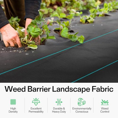 VIVOSUN Premium Weed Barrier Landscape Fabric Heavy Duty, 4ftx50ft 5oz Double-Layered Weed Control Mat with High Permeability, Commercial Ground Cover, Easy Set up & Superior Weed Control (Pack of 2) - size: 4×50FT (Pack of 2)