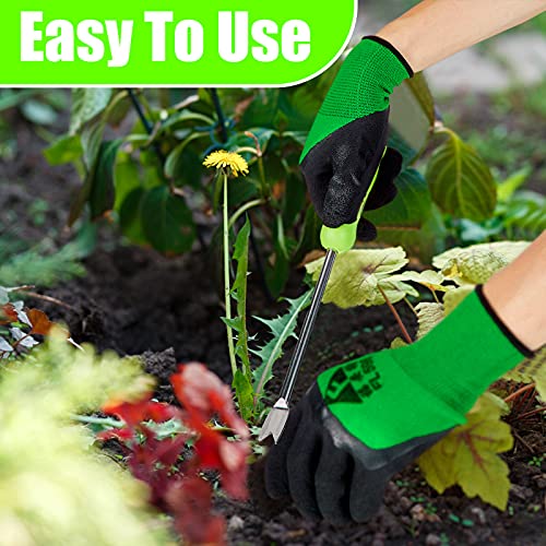 Honoson 2 Pcs Weed Puller Tool Set with Gloves V Shaped Forks Metal Base