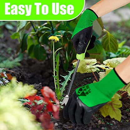 Honoson 2 Pcs Weed Puller Tool Set with Gloves V Shaped Forks Metal Base