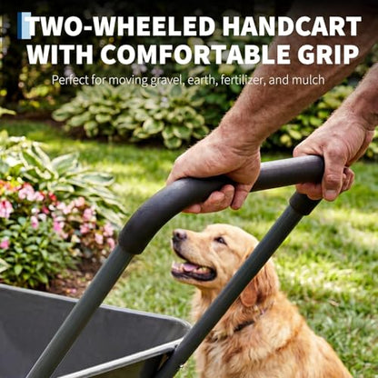 600 Lbs Garden Wheelbarrow with All Terrain 2 Wheel Wagon Cart Steel Frame - color: Gray