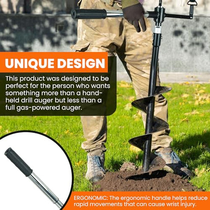 Auger Post Hole Digger 10" Wide 32" Deep - Earth Auger - Trench Digger - Hole Digger Tool for Fence Posts - Electric Post Hole Digger Handles - style: 10" X 32"