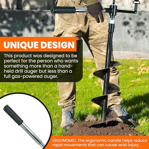 Auger Post Hole Digger 8" Wide 32" Deep - Earth Auger - Trench Digger - Hole Digger Tool for Fence Posts - Electric Post Hole Digger Handles - style: 8" X 32"