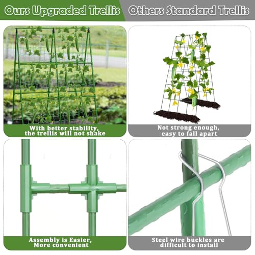 2 Packs Cucumber Trellis for Raised Beds, 31 X 47 Inch Adjustable Size A-Frame Garden Trellis for Climbing Plant Outdoors with Climbing Net and Plant Support Clip for Vegetable Grape Garden Supplies - size: 2pack 31 x 47 Inch