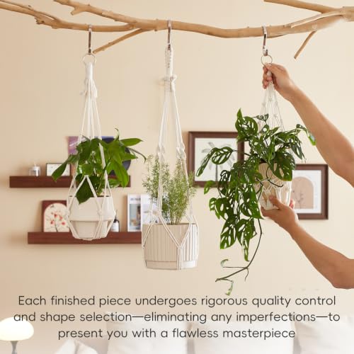 4Pack Macrame Plant Hangers Boho Hanging Planter for Indoor Plants - color: White