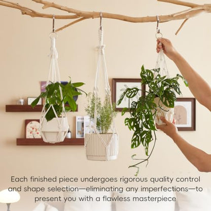4Pack Macrame Plant Hangers Boho Hanging Planter for Indoor Plants - color: White