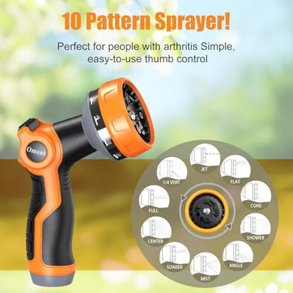 Garden Hose 100FT 5/8", Water Hose with Nozzle, Heavy Duty Flexible Puncture Outdoor Hose for Yard and RV, 100ft Male to Female Fittings, Burst 600 PSI - size: 100ft-M