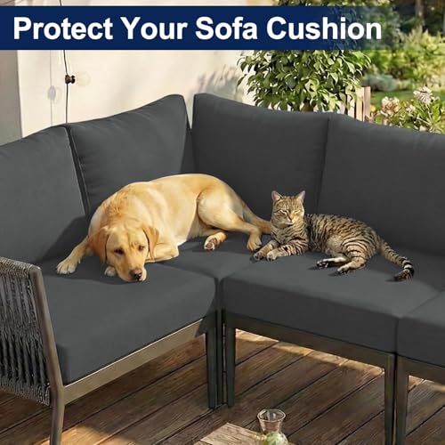 Smiry Waterproof Patio Cushion Covers, Stretch Outdoor Furniture Covers - color: Dark Grey, size: 4PCS