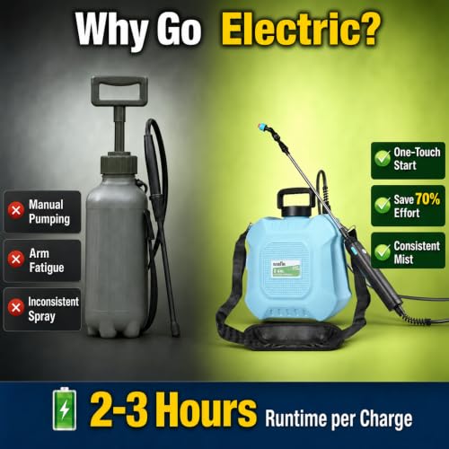 2 Gallon Battery Powered Garden Sprayer, Electric Sprayer with Retractable Wand & 4 Nozzles, USB Rechargeable 2000mAh Sprayer for Weeds, Pest Control, Fertilizing and Cleaning