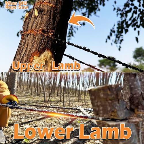 55 Inch High Limb Rope Saw with Dual Sided 70 Teeth 360° Chain – Manual Hand Saw for Tree Branch Cutting – Fast, Portable & Durable Outdoor Tree Trimming Tool Kit