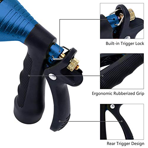 GREEN MOUNT Water Hose Nozzle Spray Nozzle, Metal Garden Hose Nozzle with Adjustable Spray Patterns - color: Blue