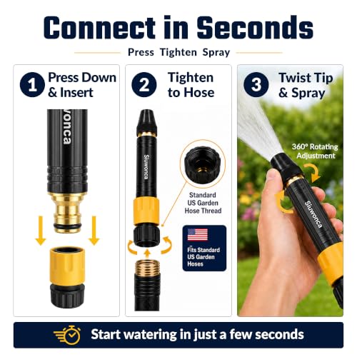 2026 High Pressure Hose Nozzle Sprayer for US Garden Hoses (2, Black)