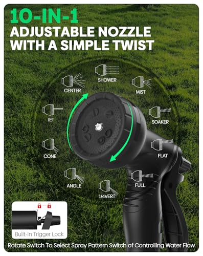 BlueGarden Metal Garden Hose 25 ft with 10 Function Nozzle,No Kinking,Flexible,Heavy Duty & Lightweight Water Pipe,Stainless Steel Outdoor Water Hose for Yard and Lawn,Non-Expandable 25 feet - size: 25ft
