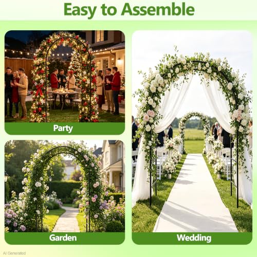 Metal Garden Arch Trellis for Climbing Plants 94.5" H x 55" W - size: 94.5" H x 55" W*14.5"L