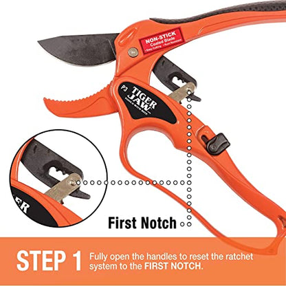 P3 Ratcheting Hybrid Bypass MEDIUM TO LARGE HANDS Anvil Blade Design Heavy Duty Metal Hand Pruner With Knuckle Guard Cuts Green Or Dead Wood Up To 1 Inch