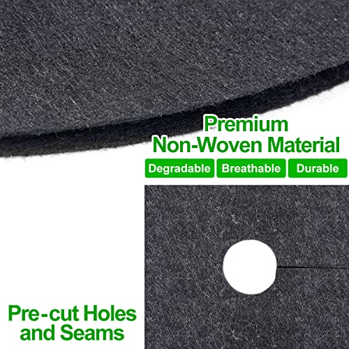 4 Pack Non-Woven Tree Mulch Ring, 32 Inch Degradabl Tree Protection Mat, Weed Barrier Round Mats with 10 Staples Stakes for Weed Growth RootProtection Resistant and Reusable - color: Black 32IN
