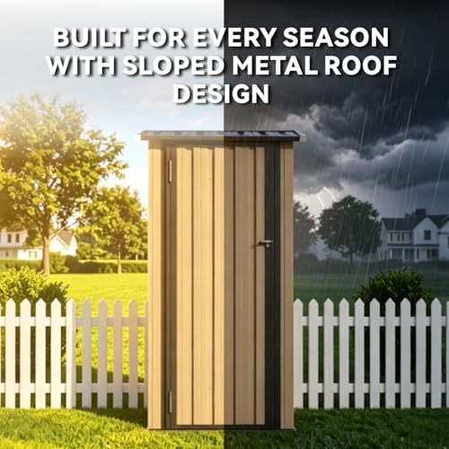 Aoxun Outdoor Storage Shed with Floor - Vertical Cabinet, 3x3 FT Metal Shed with 2 Adjustable Shelves & Lockable Doors Waterproof Tools Shed for Backyard, Garden, Patio, Lawn (Brown) - size: 3' x 3'