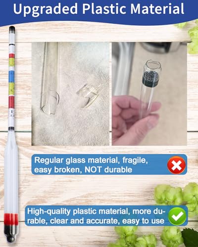 CIMALAB Triple Scale Hydrometer, Plastic Specific Gravity Hydrometer for Wine Making, Beer & Kombucha, Mead Making Kit, Brix, ABV Tester, Hydrometer Alcohol Tester for Wine Making Supplies + Test Jar - color: Plastic Hydrometer with Glass Test Jar