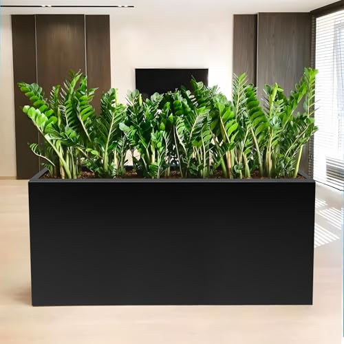 40"x16"x24" Steel Planter Box, Metal Large Rectangular Planter - color: Black, size: 40"L x 16"H x 24"W