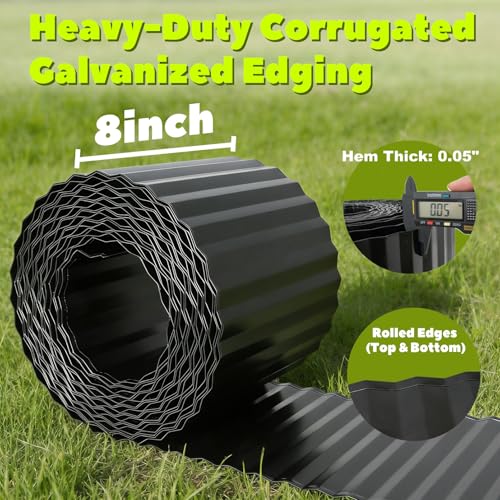 Anleolife Galvanized Steel Garden Landscape Edging Roll, 40FT x 8" Black - color: Black, size: 8 inch× 40 ft