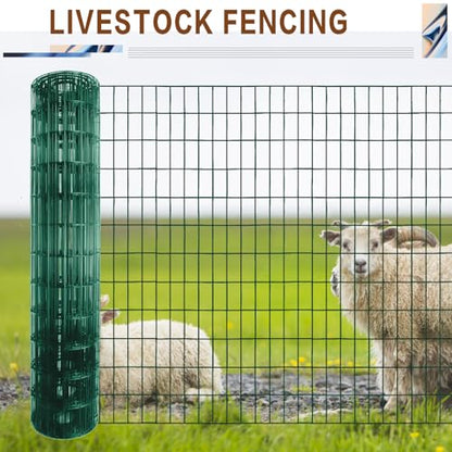 Tongmo 4 ft x 100 ft Green PVC Coated Welded Wire Fence, 16GA Garden Chicken Wire Fence Roll, Mesh Size 2" x 4" Hardware Cloth, Ideal for Yard Protection and Poultry Netting - color: Green, size: 4ft*100ft