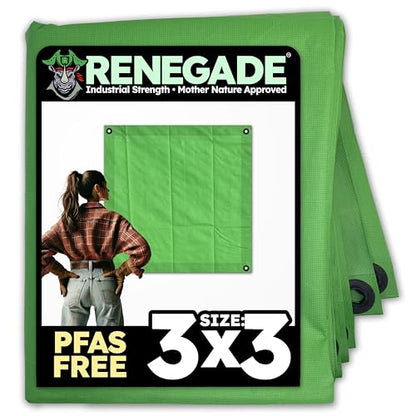 RENEGADE Industrial Tarp 3x3 ft Green – 6X Stronger, Waterproof, UV-Resistant, PFAS-Free – Heavy Duty Tarpaulin Cover for Camping, Construction, Gardening, Car & Equipment Protection - color: Green, size: 3x3