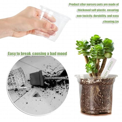 4/5/6Inch Nursery Pot,30 Pack Clear Pots with Drainage - size: 4/5/6Inch