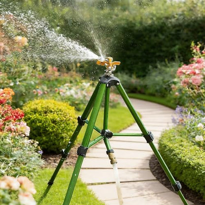LIULO TOOL Impact Sprinkler on Tripod Base, 6 Pack Tripod Sprinklers with Brass Head, 360 Degree Large Area Irrigation with Extension Legs Flip Locks, Heavy Duty 3/4" Connector for Lawn Yard Garden - size: 6 Pack