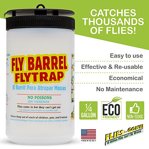 Flies Be Gone Fly Trap - Disposable Protein-Powered Attractant Fly Catcher - Made in USA - Natural Bait Trap for Patios, Ranches; Easy to Use Outdoor Trap, Keeps Flies from Coming Indoors.