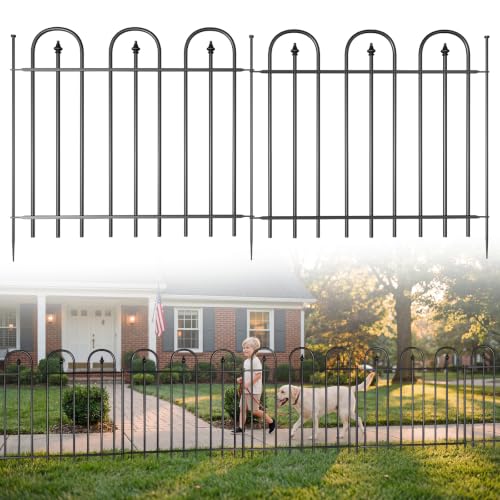 Garden Fence Animal Barrier - 10 Panels, 24 in(H) x 24 ft(L) No Dig Garden Fence, Arched Decorative Garden Fence Border with Ground Stakes, Rustproof Metal Fencing for Yard Patio Dog Rabbit - size: 10 Panels-24 ft(L) X 24 in(H)