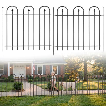 Garden Fence Animal Barrier - 10 Panels, 24 in(H) x 24 ft(L) No Dig Garden Fence, Arched Decorative Garden Fence Border with Ground Stakes, Rustproof Metal Fencing for Yard Patio Dog Rabbit - size: 10 Panels-24 ft(L) X 24 in(H)