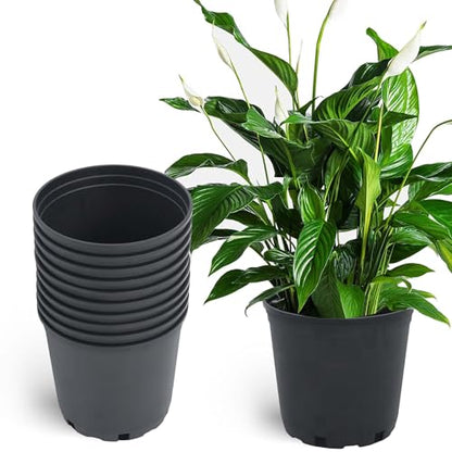 Planter Nursery Pots 2 Gallon Pots for Plants, Injection Molded Plastic Nursery Pots, Plant Container 2 Gal 10-Pack - color: Black, size: Round-9inch-10pcs