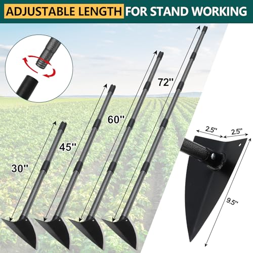 Hoe Garden Tool, Triangle Hoe Gardening Weeding Tool, 72" Long Handle Heavy Duty Manual Weeder Gardening Hand Tools for Weeding, Digging, Loosening Soil - size: 72"