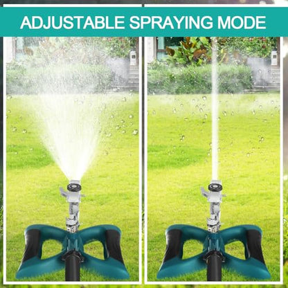 Jingmore Lawn Impact Sprinkler Heavy Duty Rotating Adjustable Pulsating Water Sprinkler Head with Metal Base, Adjustable Spraying Area and Distance for Garden Lawn Yard Irrigation(Blue,1 Packs)