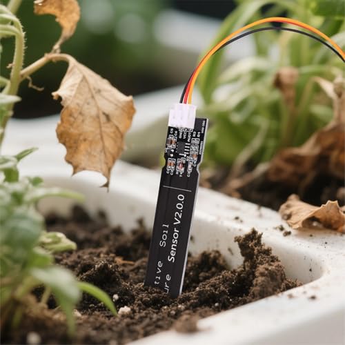 6PCS Updated Capacitive Soil Moisture Sensor, Corrosion Resistant Humidity Detection Sensors with Wire 3.3-5.5V Garden Watering DIY for Arduino, Raspberry Pi - Improved Version